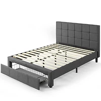 Zinus Lottie Upholstered Platform Bed Frame with Storage Drawer