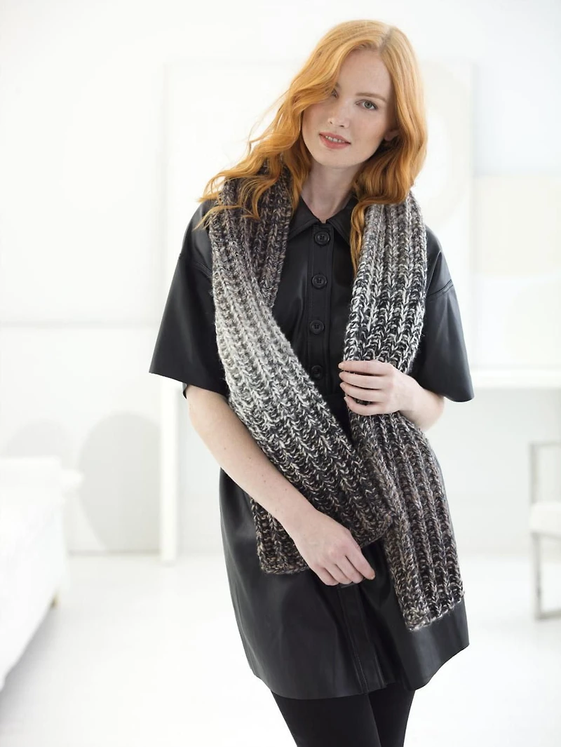 Lion Brand Scarfie Yarn Pale Grey/Bluestone