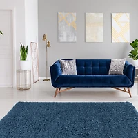 New Flokati 1400gr 8' x 10' Area Rug, Denim Blue