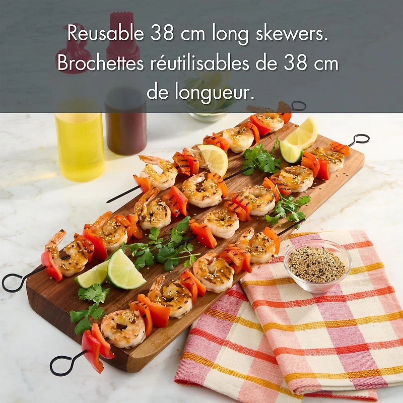 Mainstays paquet de 4 Brochettes pour BBQ, Noir Longueur - 30 cm/15 in
