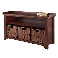 Milan 4pc Storage Bench with Basket in Walnut