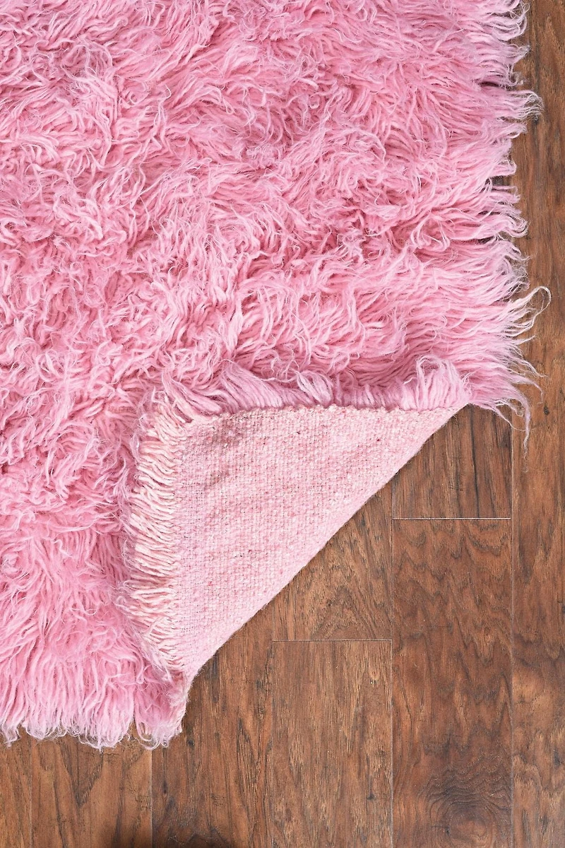 New Flokati 1400gr 8' x 10' Area Rug, Pastel Pink