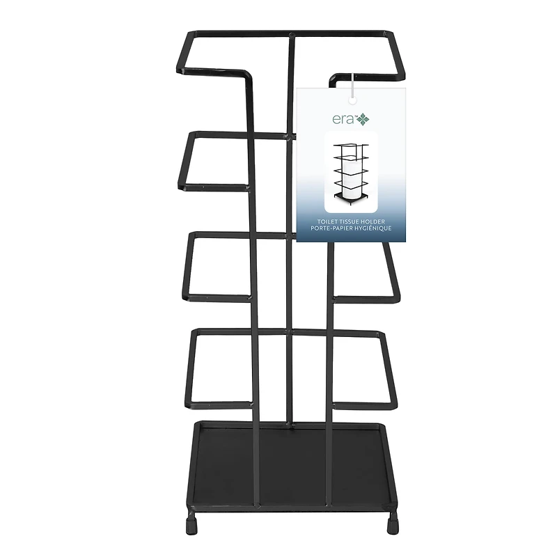 Era Tower Freestanding Toilet Paper Holder, Stacker, Matte Black  6.18" x 13.85in, Toilet Paper Holder Black