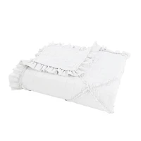 Marina Decoration Lush Ruffled Textured Shabby Chic Stitching Coverlet Bedspread Ultra Soft Solid Summer Embroidered Quilt Set with Quilted Shams