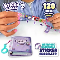 Sticki Rolls Sticki Book - Wearable & Shareable Sticker Bracelet + Collection Book - 120 Mini Stickers - 50 Activity Pages - 1000+ Sticker Designs