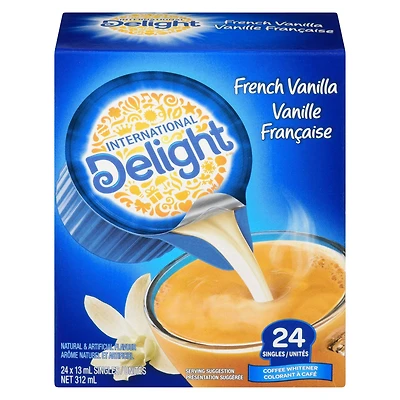International Delight Colorant à Café, Vanille Française, Coupelles à Portion, 24 Coupelles