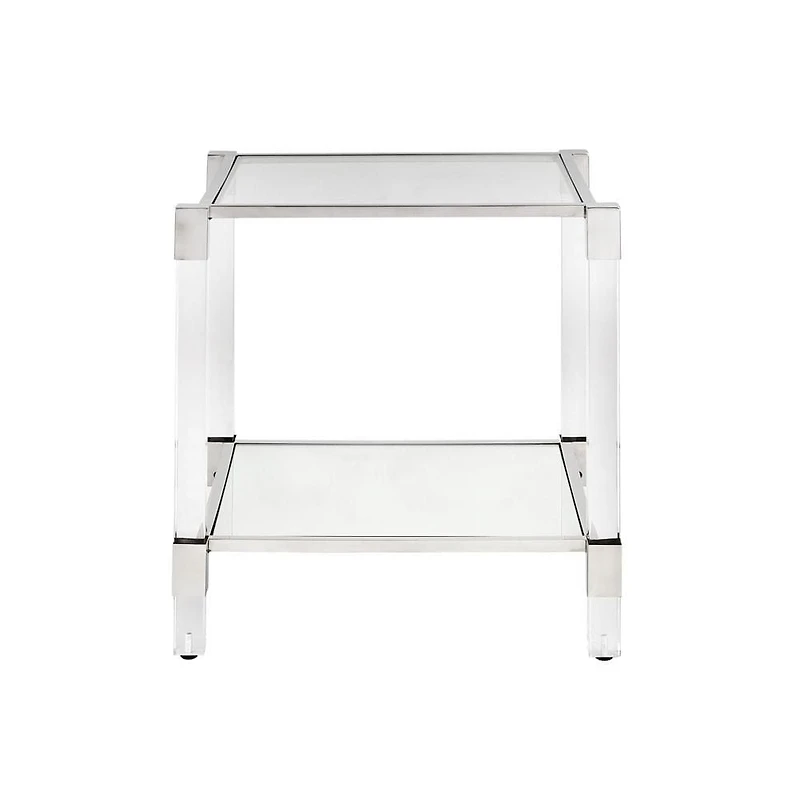 Home Gear Square Silver End Table with Acrylic Legs