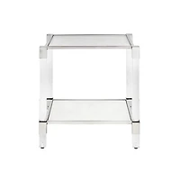 Home Gear Square Silver End Table with Acrylic Legs