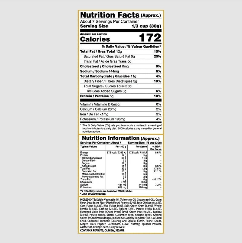 Bikaji Tout-en-un, 140g Mélange de nouilles à la farine de pois chiches, de légumineuses, de cornflakes, de noix et de raisins secs