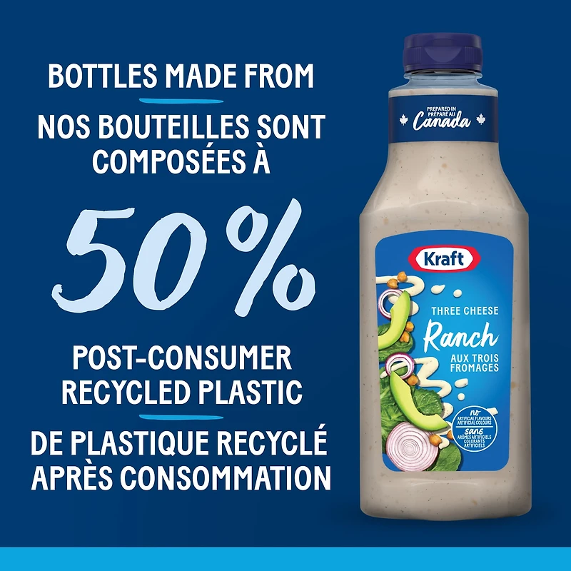 Vinaigrette Ranch Aux Trois Fromages, Bouteille KRAFT VIN. RANCH TROIS FROMAGE 425M