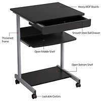 Fullfurnique Laptop Computer Table with Compact Storage, Black