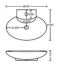 American Imaginations -in. W Above Counter White Bathroom Vessel Sink Set For 1 Hole Center Faucet AI