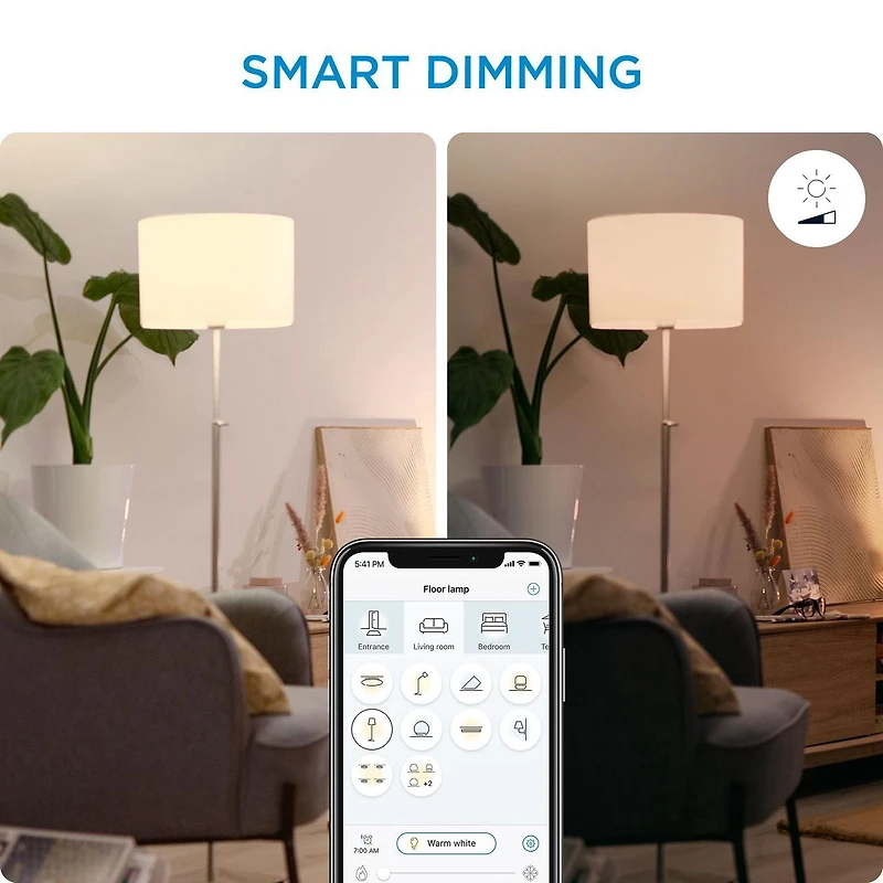 WiZ Lampe LED intelligente Squire équivalente à 60 watts, polychrome et blanc réglable, 2 200 K-6 500 K