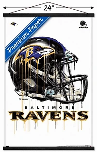 NFL Baltimore Ravens - Drip Helmet 20 Wall Poster with Magnetic Frame, 22.375" x 34"