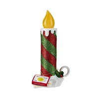 Mr. Christmas 10" Glittery Red & Green Striped Candle Décor, Mr. Christmas 10" Red and Green Striped Glitter Candle