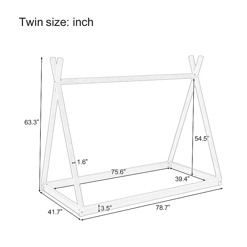 Homy Casa Wooden Tent Bed for Kids' Rooms Play Spaces