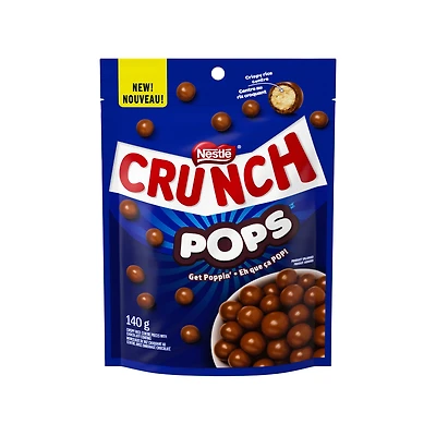 Crunch Pops, morceaux de riz croustillant enrobés de chocolat au lait, bouchées, parfaites pour partager, cacao de source durable, arômes naturels, certifié Rainforest Alliance 140 g