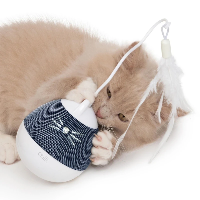 Catit PIXI Spinner Electronic Cat Toy, White & Blue