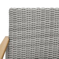 SONGMICS HOME Sencillo Collection - Patio Furniture Set, Armchair with Ottoman, Rattan, Faux Wood, Gray and Beige