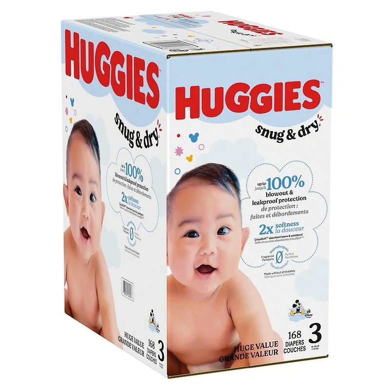 HUGGIES Snug & Dry Baby Diapers, Mega Colossal Pack, Sizes 1-8 | 208-80 Count, Sizes 1-8 | 208-80 Count