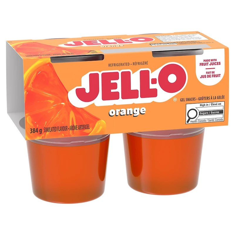 Goûters À La Gelée Réfrigéré À Saveur D'Orange, Paquet De 4 Coupes x 96g