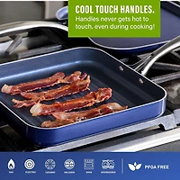 Granitestone 10.5” Nonstick Square Fry Pan – Ultra Durable Aluminum Skillet, Stay Cool Handle