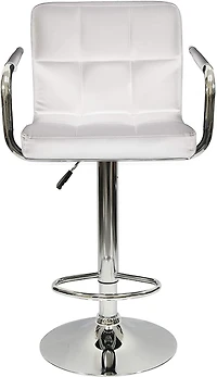 Nicer Furniture Hexagrid Hydraulic Bar Stool with Arms in White