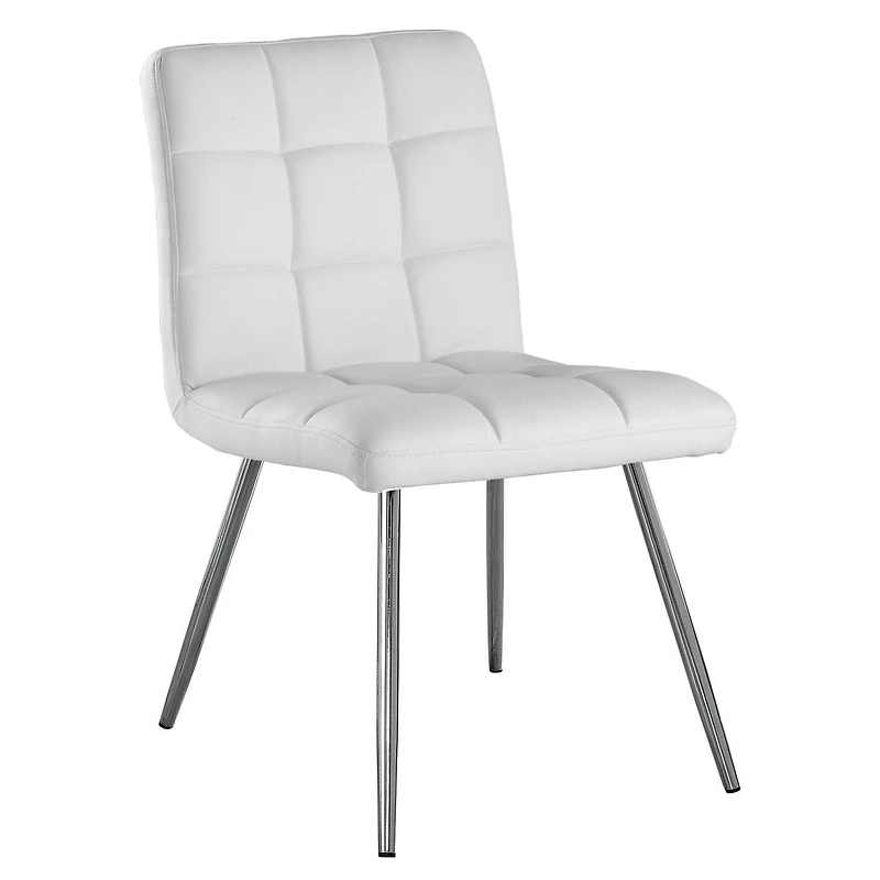Monarch Specialties Dining Chair, Set Of 2, Side, Upholstered, Kitchen, Dining Room, Pu Leather Look, Metal, White, Chrome, Contemporary, Modern