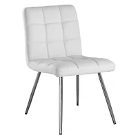Monarch Specialties Dining Chair, Set Of 2, Side, Upholstered, Kitchen, Dining Room, Pu Leather Look, Metal, White, Chrome, Contemporary, Modern