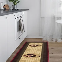 Ottomanson Siesta Kitchen Collection Non-Slip Rubberback Rooster Design 2x5 Kitchen Runner Rug, 20" x 59", Beige/Red