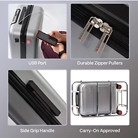Air Canada Magnum Valise Rigide Cabine : Bagage à Main de 20 po Extensible Avec Roues Pivotantes et Chargeur USB Valise de Cabine Approuvée à Roulettes