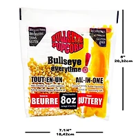 Bullseye Popcorn All-in-One Rich buttery movie theater taste for 8oz kettle / 226.8 grams