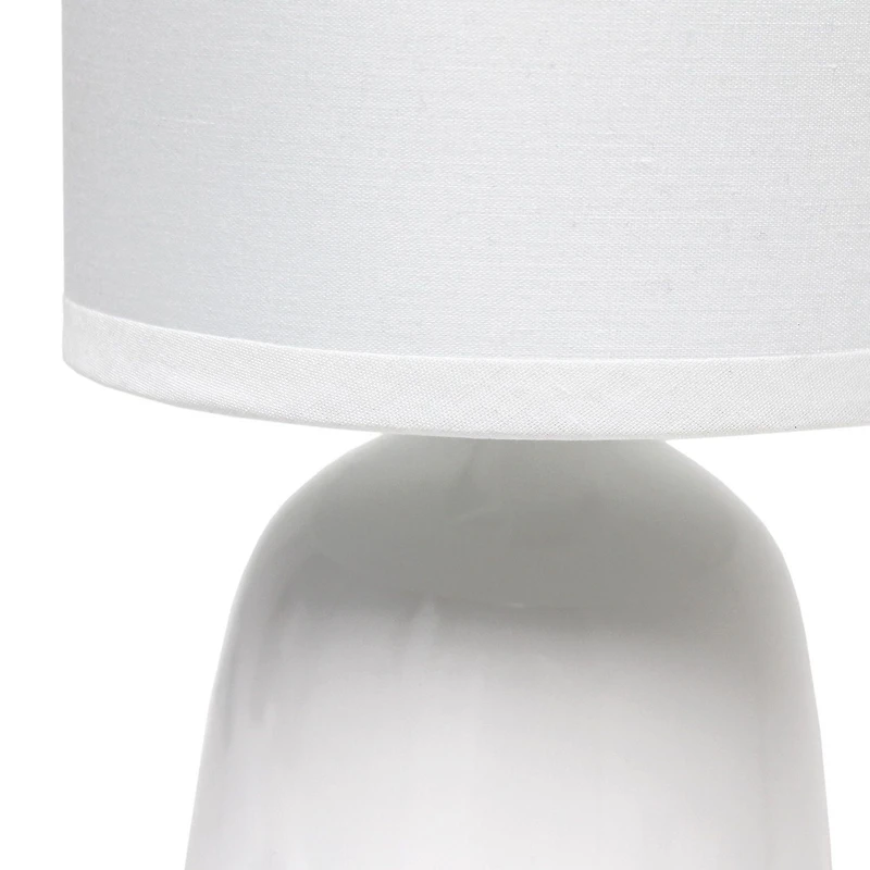 Simple Designs 10.04" Tall Traditional Ceramic Thimble Base Bedside Table Desk Lamp with Matching Fabric Shade for Home Decor, Nightstand, Bedroom, Living Room, Entryway, Office, Black