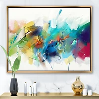 Designart Histoire Turquoise Avec Des Touches De Jaune Et De Rouge ART MURAL À CADRE FLOTT