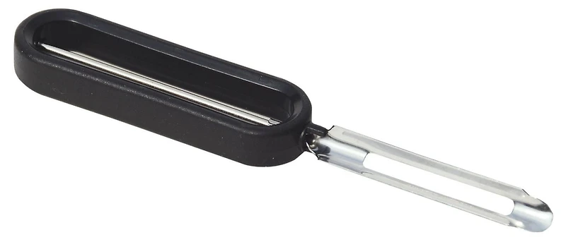 MAINSTAYS™ Peeler with Handler, Stainless Steel Swivel Blades, End of Blade Removes Blemishes, Soft & Flexible Non-Slip Handle, Sturdy, Blade Sharpened on Both Side, For Left or Right-Handed Use, Peeler (Stainless steel blade)