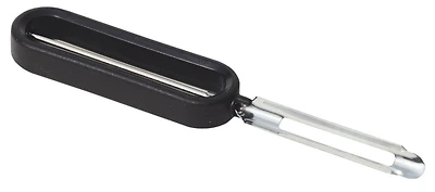 MAINSTAYS™ Peeler with Handler, Stainless Steel Swivel Blades, End of Blade Removes Blemishes, Soft & Flexible Non-Slip Handle, Sturdy, Blade Sharpened on Both Side, For Left or Right-Handed Use, Peeler (Stainless steel blade)
