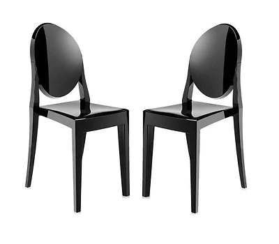 Plata Décor Import Inc - Ghost Armless Chair in Black Set of 2
