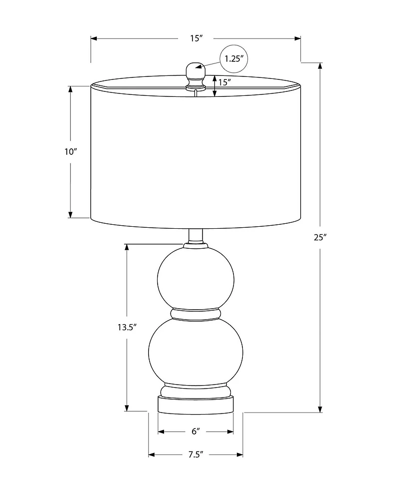 Monarch Specialties  Luminaire, 25"h, Lampe De Table, Céramique Bleue, Abat-jour Ivoire / Crème, Contemporain, Moderne