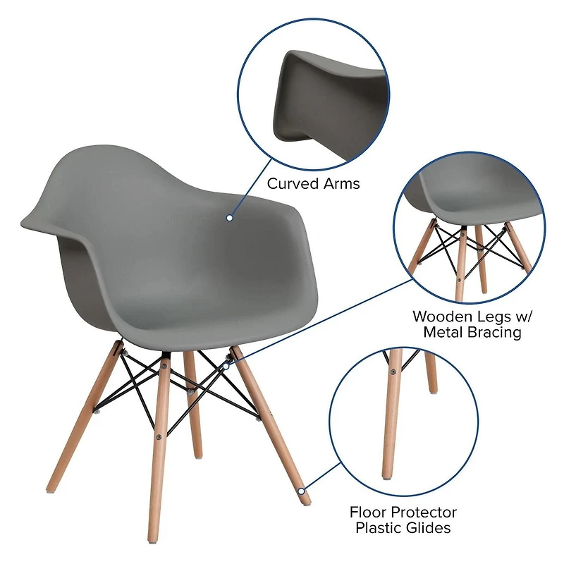 Chaise baquet en plastique gris de la collection Heavenly LOT DE 2