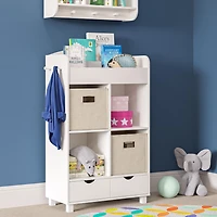 Maison RiverRidge®Meuble de rangement pour enfant avec casiers et range-livres, blanc avec bacs 2 pièces
