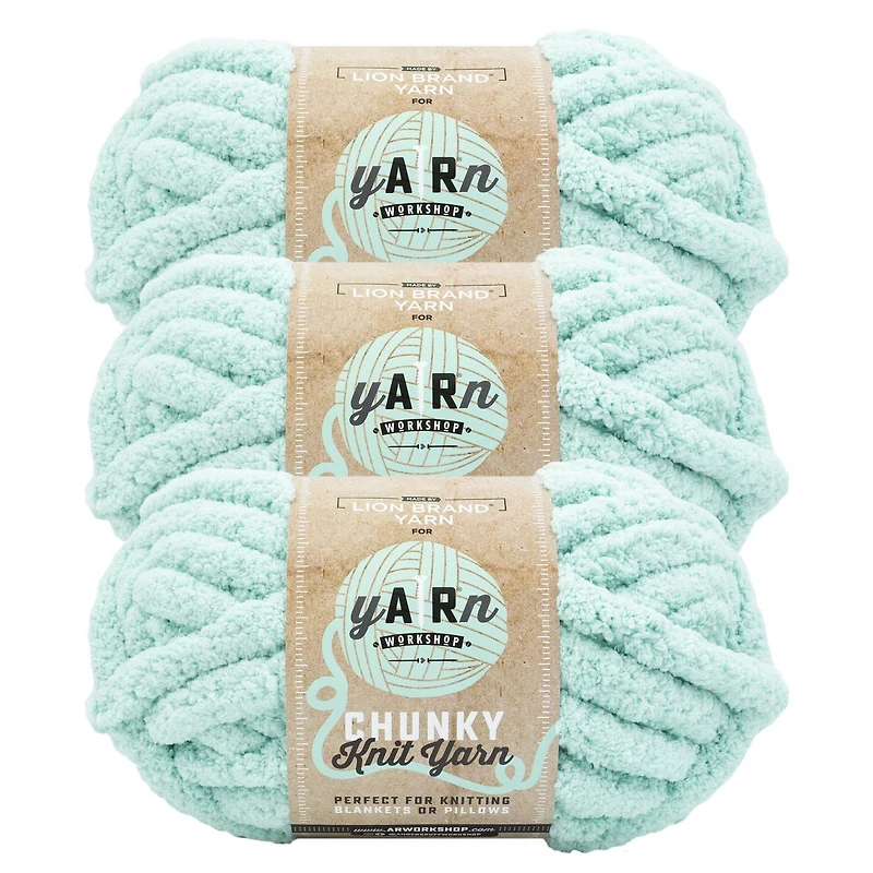 Fil AR Workshop Chunky Knit Aqua Clair AR Yarn Fil #7 Jumbo Chenille du Polyester 226g /26m 3-Paquet
