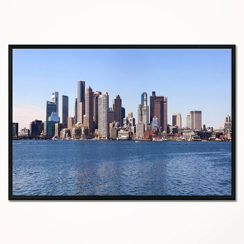 Design Art Boston Skyline Panorama Framed Canvas Art Print