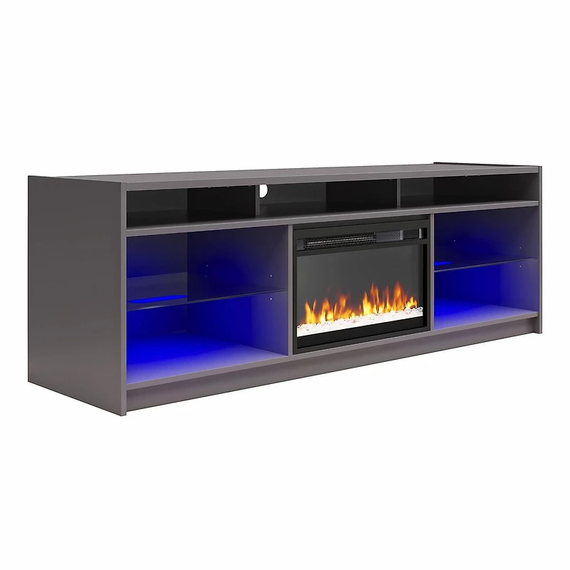 Ameriwood Home Luna Electric Fireplace TV Stand for TVs up to 65", Graphite Gray