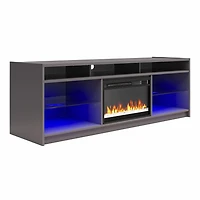 Ameriwood Home Luna Electric Fireplace TV Stand for TVs up to 65", Graphite Gray