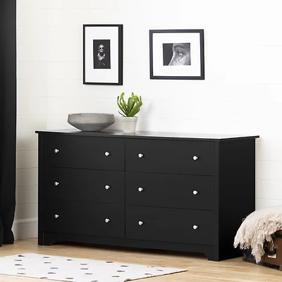 South Shore Vito 6-Drawer Dresser for Adult, in Pure Black