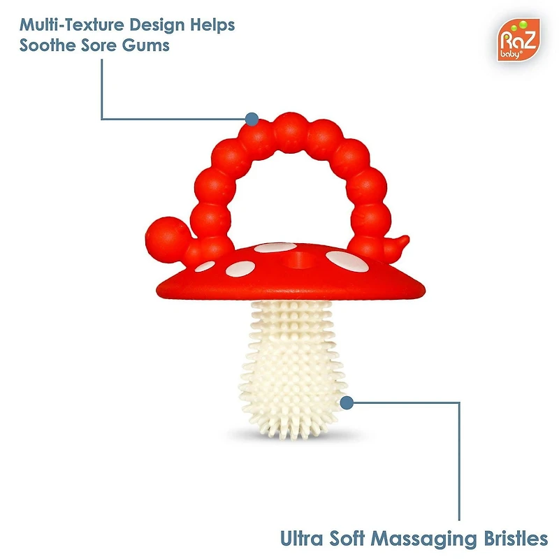 RaZbaby - Chompy Mushroom Silicone Teether - Red & Green