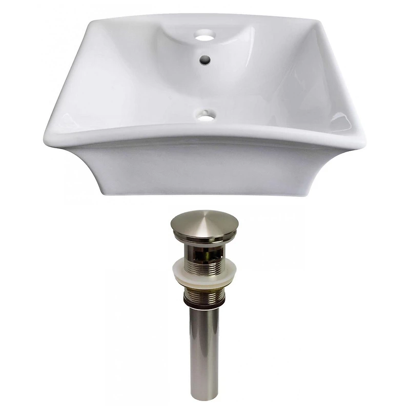 American Imaginations AI-30956 19,5 pouces W au-dessus du navire blanc de compteur pour le perçage de centre de 1 trou