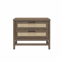 Ameriwood Home Lennon 2 Drawer Nightstand, Medium Brown and Faux Rattan