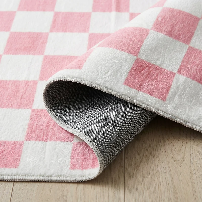 Tapis de surface Géométrique Rug Branch Metro Checkered Blush 8' x 11' (Taille exacte: 7'7" 10'10") Rose Contemporain - Living Room, Bedroom, Dining and Kitchen