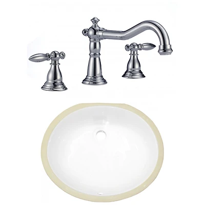 16.5-in. W CSA Oval Bathroom Undermount Sink Set In White